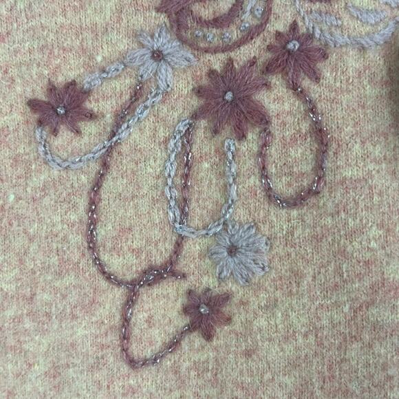 Vintage Snowy Mountain Coat Womens 36 Yellow Angora Wool Blend Embroidered - Picture 4 of 9